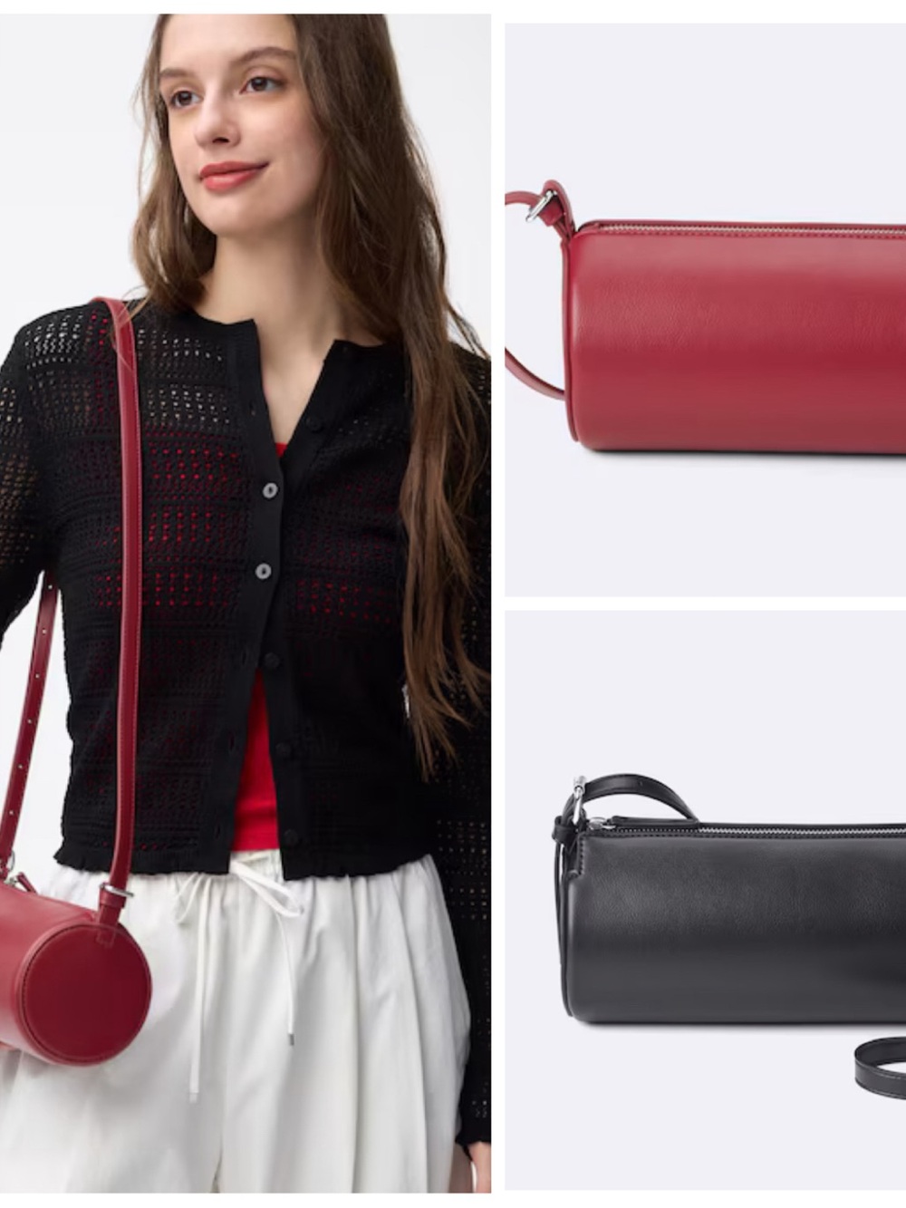 Cylinder Crossbody Bag - Red & black NWOT